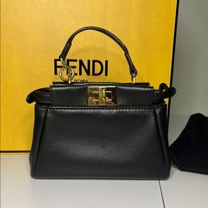 Fendi Black Leather Peekaboo Micro
